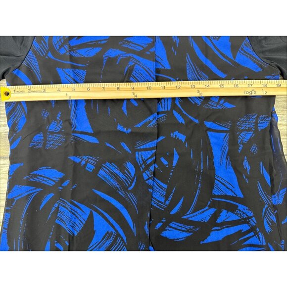 Truth Style Mix Media Printed Overlay 3/4 Sleeve Top Size S Cobalt Black A461101 - Picture 4 of 9